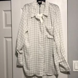 White and Black Striped Blouse - XXL (B9)